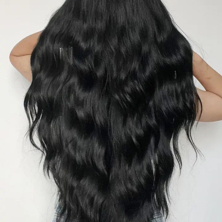 Full Machine Long Wave Synthetic Wigs 28''