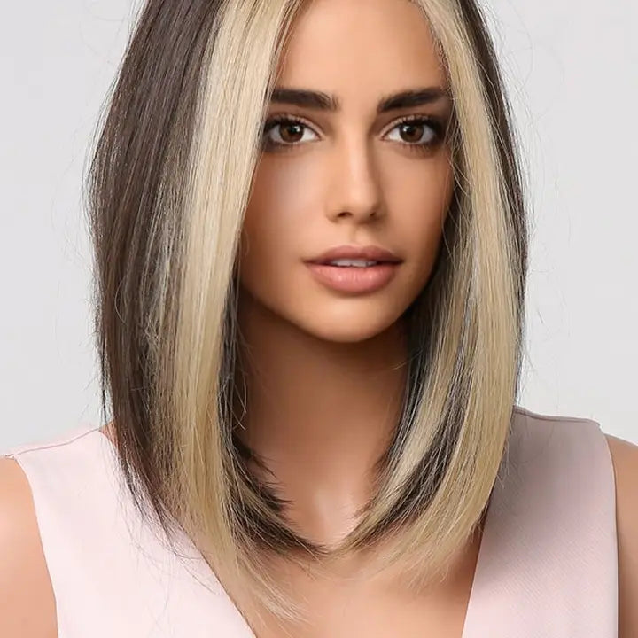 13*1" Full-Machine Wigs Synthetic Mid-Length Straight 9"