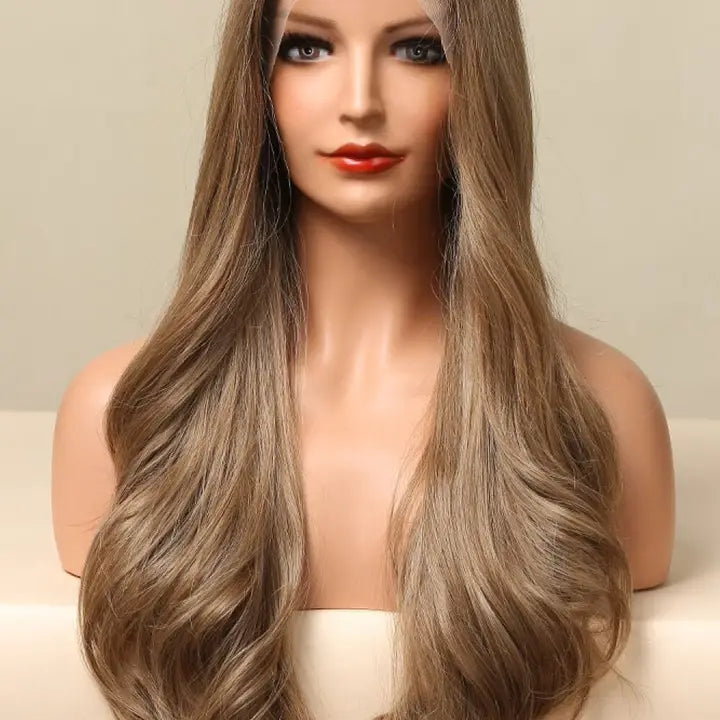 13*2" Lace Front Wigs Synthetic Long Wave 26" 150% Density in Golden Brown