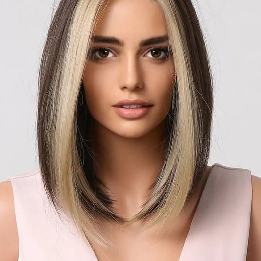 13*1" Full-Machine Wigs Synthetic Mid-Length Straight 9"