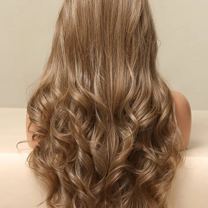 13*2" Lace Front Wigs Synthetic Long Wave 26" 150% Density in Golden Brown