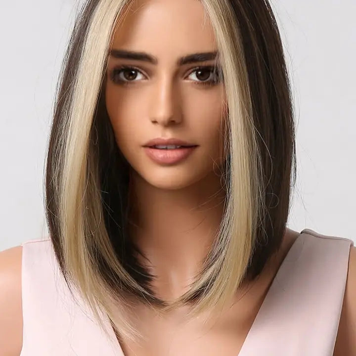 13*1" Full-Machine Wigs Synthetic Mid-Length Straight 9"