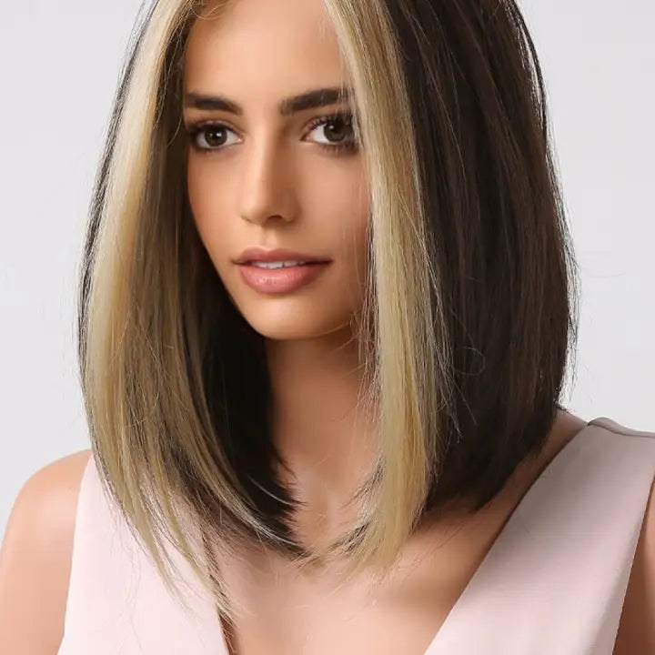 13*1" Full-Machine Wigs Synthetic Mid-Length Straight 9"