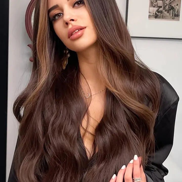 Full Machine Long Wave Synthetic Wigs 26''